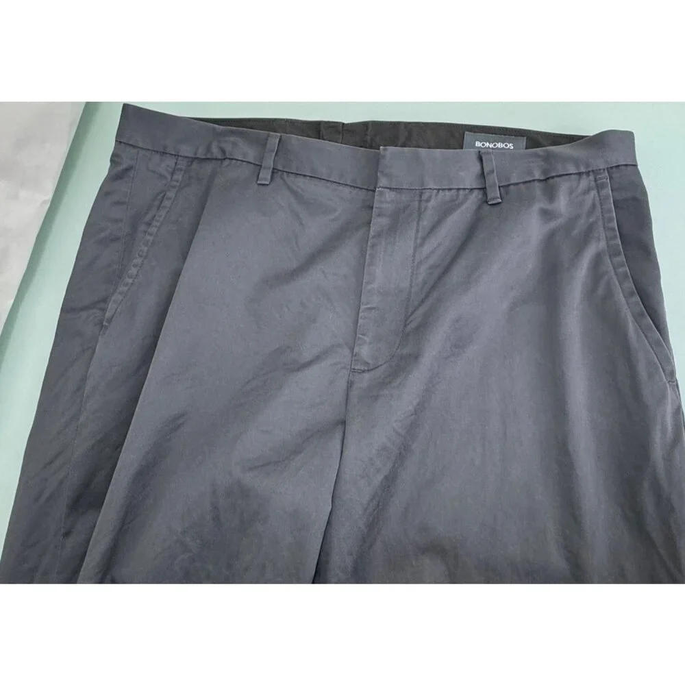 Bonobos Men Friday Pants Straight Leg 34X32 Chino Gray Flat Front - Picture 14 of 14